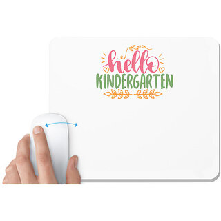                       UDNAG White Mousepad 'Teacher Student | hello kindergarten' for Computer / PC / Laptop [230 x 200 x 5mm]                                              