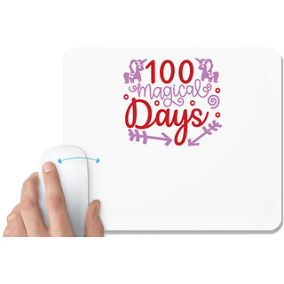                       UDNAG White Mousepad 'Teacher Student | 100 magical days' for Computer / PC / Laptop [230 x 200 x 5mm]                                              