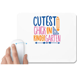                       UDNAG White Mousepad 'Teacher Student | cutest chick in kindergartenn' for Computer / PC / Laptop [230 x 200 x 5mm]                                              