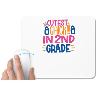                      UDNAG White Mousepad 'Teacher Student | cutest chick in 2nd gradee' for Computer / PC / Laptop [230 x 200 x 5mm]                                              