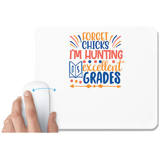                       UDNAG White Mousepad 'Hunting | forget chicks i'm hunting' for Computer / PC / Laptop [230 x 200 x 5mm]                                              