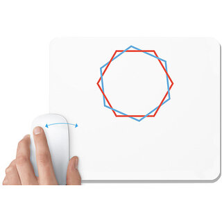                       UDNAG White Mousepad 'Red blue hexagonal ring | Drawing' for Computer / PC / Laptop [230 x 200 x 5mm]                                              