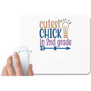                       UDNAG White Mousepad 'Teacher Student | cutest chick in 2nd grade' for Computer / PC / Laptop [230 x 200 x 5mm]                                              