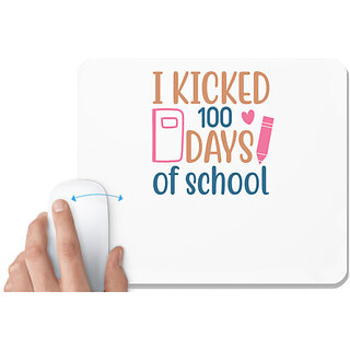                       UDNAG White Mousepad 'Teacher Student | i kicked 100' for Computer / PC / Laptop [230 x 200 x 5mm]                                              