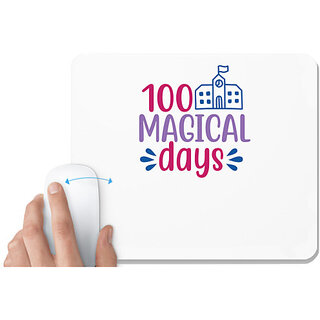                       UDNAG White Mousepad 'Teacher Student | 100 magical dayssss' for Computer / PC / Laptop [230 x 200 x 5mm]                                              