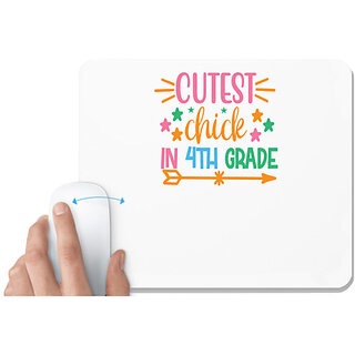                       UDNAG White Mousepad 'Teacher Student | cutest chick in 4th grade' for Computer / PC / Laptop [230 x 200 x 5mm]                                              