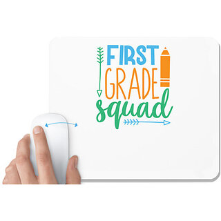                       UDNAG White Mousepad 'Teacher Student | first grade squad' for Computer / PC / Laptop [230 x 200 x 5mm]                                              