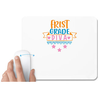                       UDNAG White Mousepad 'Teacher Student | first grade diva' for Computer / PC / Laptop [230 x 200 x 5mm]                                              