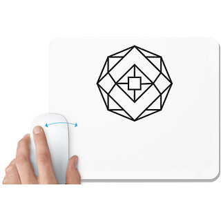                       UDNAG White Mousepad 'Black Square | Drawing' for Computer / PC / Laptop [230 x 200 x 5mm]                                              