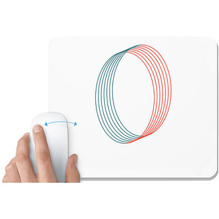                       UDNAG White Mousepad 'Red blue ring | Drawing' for Computer / PC / Laptop [230 x 200 x 5mm]                                              