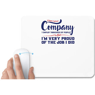                       UDNAG White Mousepad 'Company im very proud of the job | Donalt Trump' for Computer / PC / Laptop [230 x 200 x 5mm]                                              