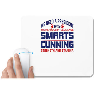                       UDNAG White Mousepad 'Smarts cunning | Donalt Trump' for Computer / PC / Laptop [230 x 200 x 5mm]                                              