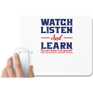                       UDNAG White Mousepad 'Watch listen and learn | Donalt Trump' for Computer / PC / Laptop [230 x 200 x 5mm]                                              