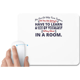                      UDNAG White Mousepad 'Have to learn lot by yourself | Dr. Seuss' for Computer / PC / Laptop [230 x 200 x 5mm]                                              