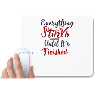                       UDNAG White Mousepad 'Everything stinks until its finished | Dr. Seuss' for Computer / PC / Laptop [230 x 200 x 5mm]                                              