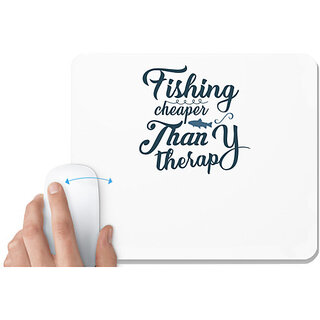                       UDNAG White Mousepad 'Fishing | Fishing cheaper' for Computer / PC / Laptop [230 x 200 x 5mm]                                              