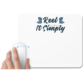                       UDNAG White Mousepad 'Fishing | Reel it simply' for Computer / PC / Laptop [230 x 200 x 5mm]                                              