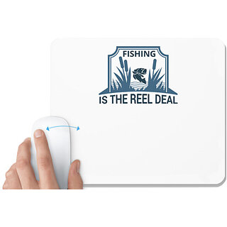                       UDNAG White Mousepad 'Fishing | Fishing is the real deal' for Computer / PC / Laptop [230 x 200 x 5mm]                                              