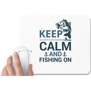                       UDNAG White Mousepad 'Fishing | Keep calm' for Computer / PC / Laptop [230 x 200 x 5mm]                                              