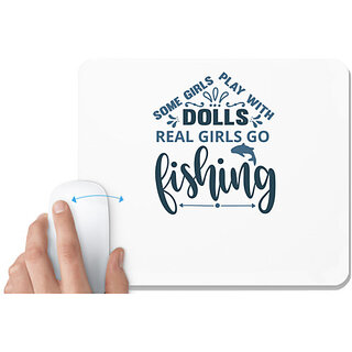                      UDNAG White Mousepad 'Fishing | Some girl play with' for Computer / PC / Laptop [230 x 200 x 5mm]                                              