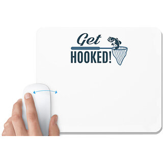                       UDNAG White Mousepad 'Fishing | Get Hooked' for Computer / PC / Laptop [230 x 200 x 5mm]                                              