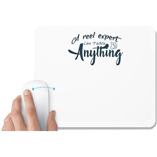                       UDNAG White Mousepad 'Fishing | A real expert' for Computer / PC / Laptop [230 x 200 x 5mm]                                              
