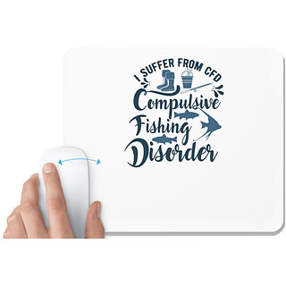                       UDNAG White Mousepad 'Fishing | I suffer from' for Computer / PC / Laptop [230 x 200 x 5mm]                                              