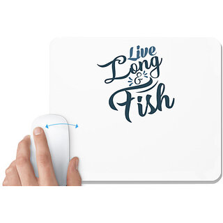                       UDNAG White Mousepad 'Fishing | Live long' for Computer / PC / Laptop [230 x 200 x 5mm]                                              