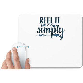                       UDNAG White Mousepad 'Fishing | Reel it' for Computer / PC / Laptop [230 x 200 x 5mm]                                              