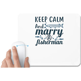                       UDNAG White Mousepad 'Fishing | Keep calm and merry' for Computer / PC / Laptop [230 x 200 x 5mm]                                              
