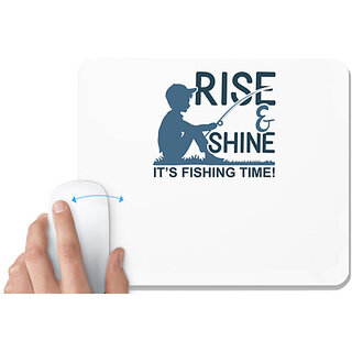                       UDNAG White Mousepad 'Fishing | Rise & Shine' for Computer / PC / Laptop [230 x 200 x 5mm]                                              
