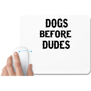                       UDNAG White Mousepad 'Dogs | Dog before Dud' for Computer / PC / Laptop [230 x 200 x 5mm]                                              