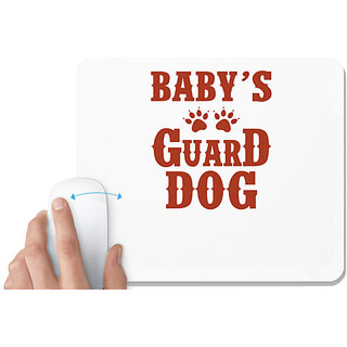                       UDNAG White Mousepad 'Dogs | Baby's guard dog' for Computer / PC / Laptop [230 x 200 x 5mm]                                              