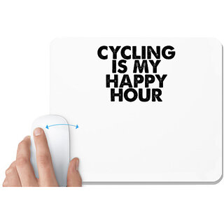                       UDNAG White Mousepad 'Cycling | cycling is my happy hour' for Computer / PC / Laptop [230 x 200 x 5mm]                                              