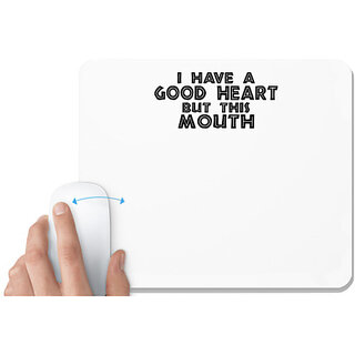                       UDNAG White Mousepad 'Good Heart | i have a good heart' for Computer / PC / Laptop [230 x 200 x 5mm]                                              