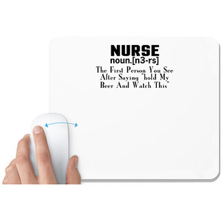                       UDNAG White Mousepad 'Nurse | nurse noun [n3-rs]' for Computer / PC / Laptop [230 x 200 x 5mm]                                              