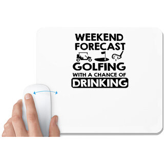                       UDNAG White Mousepad 'Golf | weekend forcast golfing' for Computer / PC / Laptop [230 x 200 x 5mm]                                              