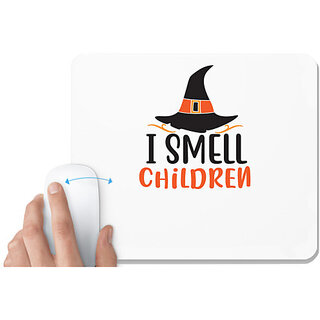                       UDNAG White Mousepad 'Halloween | I smell children' for Computer / PC / Laptop [230 x 200 x 5mm]                                              