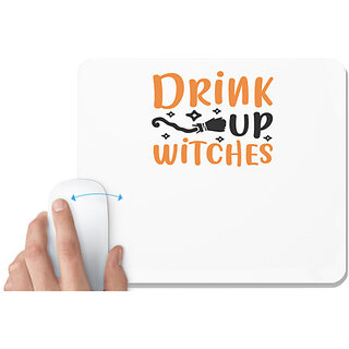                       UDNAG White Mousepad 'Witches | drink up witches' for Computer / PC / Laptop [230 x 200 x 5mm]                                              