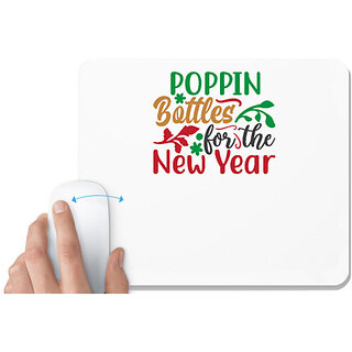                       UDNAG White Mousepad 'Christmas | poppin bottles for the new year' for Computer / PC / Laptop [230 x 200 x 5mm]                                              