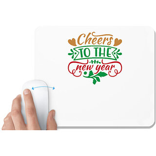                       UDNAG White Mousepad 'Christmas | cheere to the new year' for Computer / PC / Laptop [230 x 200 x 5mm]                                              