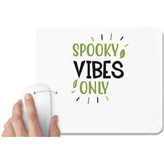                       UDNAG White Mousepad 'Halloween | SPOOKY VIBES ONLY' for Computer / PC / Laptop [230 x 200 x 5mm]                                              