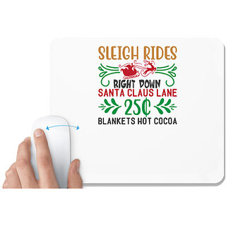                       UDNAG White Mousepad 'Christmas | sleigh rides right down santa claus lane' for Computer / PC / Laptop [230 x 200 x 5mm]                                              