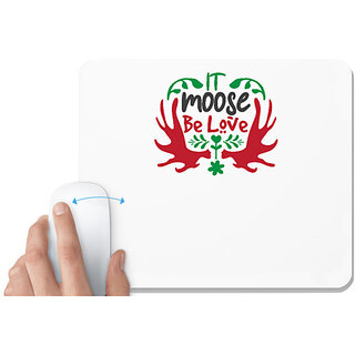                       UDNAG White Mousepad 'Christmas | moose be love' for Computer / PC / Laptop [230 x 200 x 5mm]                                              