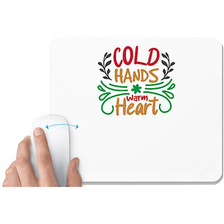                       UDNAG White Mousepad 'Christmas | cold hands warm heart' for Computer / PC / Laptop [230 x 200 x 5mm]                                              