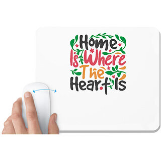                      UDNAG White Mousepad 'Christmas | home is where the heart is' for Computer / PC / Laptop [230 x 200 x 5mm]                                              
