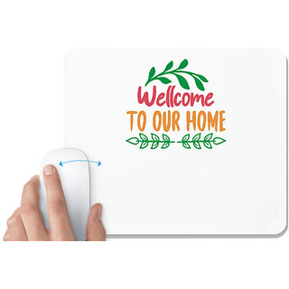                       UDNAG White Mousepad 'Christmas | wellcome to our home' for Computer / PC / Laptop [230 x 200 x 5mm]                                              