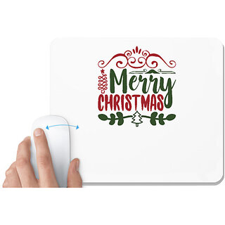                       UDNAG White Mousepad 'Christmas | merry crishtmas' for Computer / PC / Laptop [230 x 200 x 5mm]                                              