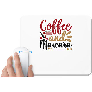                      UDNAG White Mousepad 'Christmas | coffee and mascara' for Computer / PC / Laptop [230 x 200 x 5mm]                                              