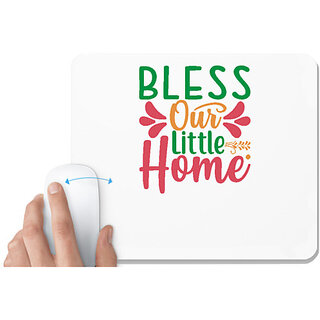                       UDNAG White Mousepad 'Christmas | blese our little home' for Computer / PC / Laptop [230 x 200 x 5mm]                                              